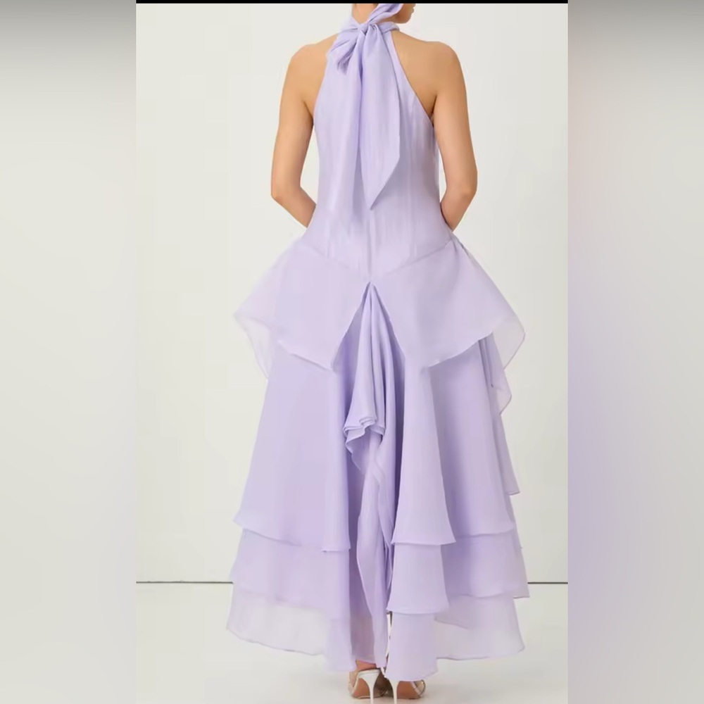 NEW $158 Ruffled Spring Halter Neck Dress - Picture 2 of 7